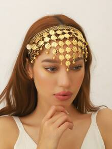 A Gold Zinc Alloy Material Hair Accessories With Bright Gold Tone, Dense Array Of Circular Metal Pieces And Exquisite Small Bell Combination, Strong Visual Impact - Gold - View 5