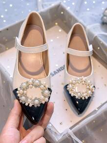 1 Pair Teenage Girls' Mary Jane Square Toe Block Heel Flats, Suitable For All Seasons
