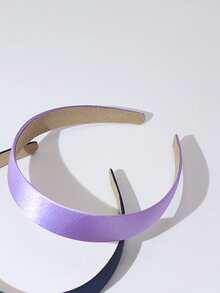 1 pieza/2 piezas Diadema de tela de color liso brillante, versión ancha, minimalista y versátil adecuada para cualquier ocasión, diadema para mujeres, accesorios para el cabello, hogar, cuidado de la piel, diadema, accesorios para la cabeza, verano, vacaciones, viajes, festival, fiesta - Lila Púrpura - Ver 2