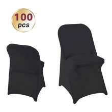 100pcs Chair Cover Polyester Spandex Chair Cover Stretch Cover For Wedding Party Dining Room Folding Chair Cover (Black, White)