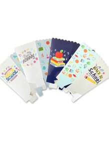 2 Peças Bandejas de Pipoca de Volta às Aulas com Elemento de Papelaria - Caixa de Doces Perfeita para Noites de Cinema, Aniversários, Casamentos e Comemorações Feriados - Recipientes de Lanche de Papel Durável para Doces, Lanches (Estilos Variados) Suprimentos Escolares Volta às Aulas Itens Essenciais Escolares Coisas de Escola