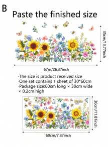 3pcs Home Decor Colorful Flower Bouquet Window Stickers, Garden Stickers For Living Room Bedroom, Home Wall Decor, PVC Removable Window Stickers, Stickers, Wall Stickers, Vinyl Decals For Home Decor, Spring Decorations To Give Your Home A New Look, Rama Decorative Stickers