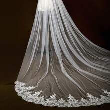 1 Peça Véu de Catedral Nupcial de Luxo com Renda, Cauda Longa de 3m, Acessório de Cabelo para Casamento