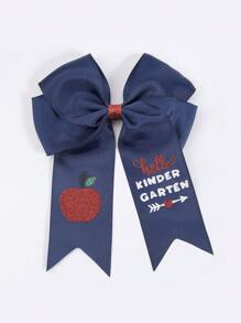 1pc Back To School Girls Hair Bow ,Apple Print Hairpin With Long Tail,Graducation Gifts For Teens Hair Accessories