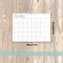 2025 July - 2026 June Creative Minimalist Modern Design 12-Month Wall Calendar, With Hook Hole Grid Design Paper Schedule, Suitable For Home/Office, Christmas & New Year Gift,Back To School,School Supplies