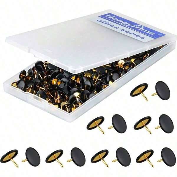 400 PCS Push Pins, Thumb Tacks, Wall Tacks - Flat Push Pins, Thumbtacks Flat Cork Board, Wall - Black