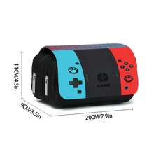 Estuche de lápices de una capa con estampado de consola de juegos - Negro - Ver 2