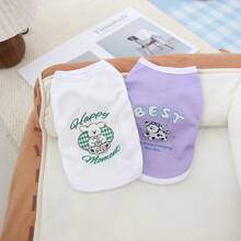 Pet Summer Clothes, Breathable Mesh Vest Shirt For Cats And Dogs, Cute Cartoon Pattern, Suitable For Teddy & Poodle