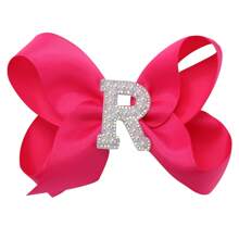 1 pieza Lazo con letra gigante brillante para niñas con perlas falsas y strass - Clip de cocodrilo elegante color rosa intenso - Accesorio de pelo dulce y lindo, regalo ideal para fiestas y festividades