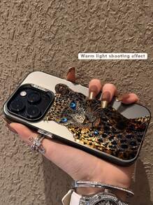 1 pieza Funda de teléfono a prueba de golpes con estampado de Leopardo, compatible con Apple