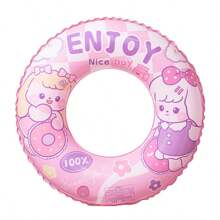 1 Pc Inflatable PVC Swimming Ring - Pink Rabbit, Teddy Bear, Bunny, Cartoon, Pool Float, Suitable For Summer Party, Wedding, Beach Photo Shooting - Great For Family Fun, Inflatable Pool Accessories