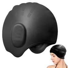 Swimming Hat, 1pc Sports Swim Silicone Hat, Stretchy Comfortable Long Hair Ear Protector Hat For Swimming Pool, Beach Essentials, Beach Accessories, Pool Float - Multicolor - View 2