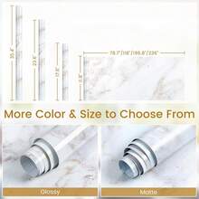 1 卷亮面大理石接触纸即撕即贴壁纸，房间装饰台面家具防水自粘可拆卸盖墙贴，适用于厨房浴室柜抽屉架衬垫乙烯基卷 - 彩色 - 查看 10