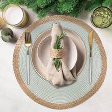 2 Stücke/8 Stücke/10 Stücke mintgrüne runde Tischsets, hitzebeständig für Restaurant, Küche, Esszimmer Dekoration, Küchen Verbrühschutz Tischsets, Stoff Tischmatten für Zuhause, gewebte hitzebeständige Untersetzer, geeignet für Feiertage, Hochzeiten, Partydekoration, Innen- und Außenveranstaltungen Zuhause, minimalistische Esszimmer Anordnung, Schutz verschiedener Geschirre