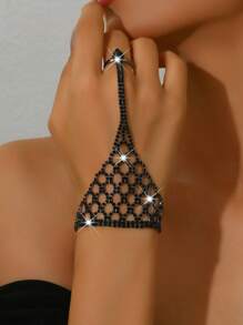 1pc Stylish Versatile Rhinestone Finger Chain, Suitable For Women To Wear At Weddings, Banquets, Parties, And Daily Life