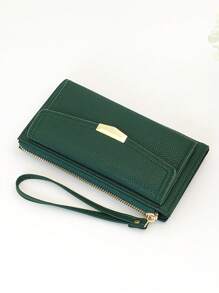 MINGYOU Soft Litchi Pattern Handbag & Wallet Combo For Women Wallet Purse Wallet Long Wallet Wristlet Wallet - Green - View 4