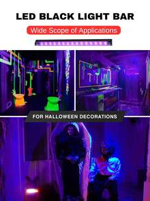 ONELEDWANGRX 2 件套荧光 LED 灯条装饰,夜光派对灯,适用于生日迪斯科主题派对酒吧装饰家居装饰发光派对圣诞用品和装饰品,用于万圣节、圣诞节、嘉年华、生日派对等节日 - 紫光 - 查看 9