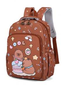3pcs Set Cartoon Capybara Backpack Travel Bag With Large Capacity, Durable & Multifunctional