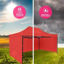 Carpa toldo plegable con paredes tamaño 3x45 metros lona impermeable resistente para exteriores protección contra sol y lluvia fácil instalación desmontable portátil ideal eventos jardín terraza camping fiestas reuniones uso comercial multifuncional durable accesorios toldos - Rojo - Ver 6