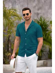 Mens Hawaiian Shirt Short Sleeve Floral Button Down Shirts Tropical Summer Beach Shirts Camp Collar Shirthalloween - 綠葉湖 - 查看 8