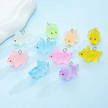 10pcs Glow-In-The-Dark Dinosaur Resin Crafting Accessories, DIY Necklace Earring Keychain Animal Pendant - Multicolor - View 10