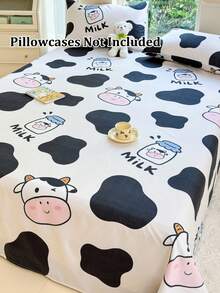 1pc Cartoon Printed Bedsheet, Soft Comfortable Mattress Protector, Kids Cartoon Geometric Bedding Set, Heart Pattern Bedding Set, Home Decor, Fits Twin/Full/Queen/King Size Beds, Suitable For Mother's Day Gift, Machine Washable - YSX-cartoon Printed Single Bed Sheet - View 19