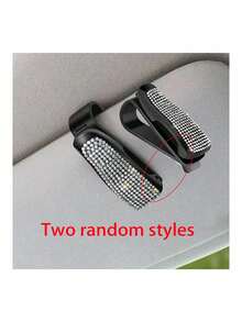 1 peça de viseira de sol de carro multifuncional com diamante embutido, clipe de óculos, clipe de bilhete, diamante