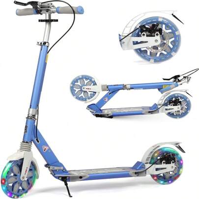 Kick Scooter, 200mm Big Wheels Scooter For Adults With Disc Brakes, Adult Scooters With Carry Strap And Double Shock Absorption, Foldable Scooters