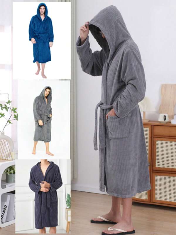 1 peça de roupão unissex, robe longo, robe para dormir, roupa de dormir, para homens e mulheres plus size, adequado para casa, spa, uso em salão, presente de inverno