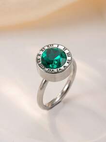 1 pieza Anillo de acero inoxidable chapado en oro de 18k con diamantes para mujer, accesorio elegante y de moda adecuado para uso diario, vacaciones, citas, regalo