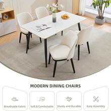 Juego de 6 sillas de comedor, modernas sillas tapizadas para cocina, con patas de madera, ideales para cocina, comedor y sala de estar. - Beis - Ver 2