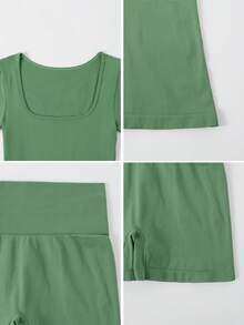 NcmRyu Nude Feeling 速干运动短裤和无袖工字背心 T 恤套装，户外休闲跑步健身服 - 綠色 - 查看 8
