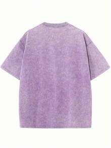 Summer Outfits For WomenMen's 230g Washed Cotton T-Shirt - Streetwear Graphic Tee With "Enemies & Pray" Back Print & Matthew 5:44 Scripture, 100% Cotton Drop Shoulder Short Sleeve, Light Grey Summer Casual Shirt For Travel & SportsLoose And Comfortablesummer Clothes - Tím - Xem 2