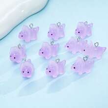 10pcs Glow-In-The-Dark Dinosaur Resin Crafting Accessories, DIY Necklace Earring Keychain Animal Pendant - Multicolor - View 3