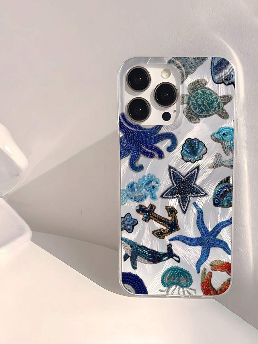 1 pieza Funda de teléfono personalizada de moda, con patrones de corazón, granada, estrella y flor, transparente, resistente al agua, antihuellas dactilares, antiarañazos, suave y brillante
