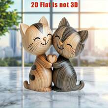 2D Flat, 1pc Cute Cat Couple Desktop Decor - Charming 2D Cat Couples Gift, Ideal For Home Or Office Decoration, Unique Gift Idea For Cat Enthusiasts, 2D Flat