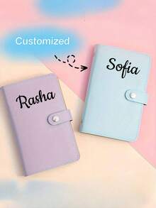 1pc Customizable Name & Bill Storage Book, Made Of PU Material, Can Hold 100 Bills, With Bill Photo, Stamp, And Bank Card Storage, A6 Super Large Capacity Cash Storage Notebook Includes 50pcs Internal, Creative Collection Holder