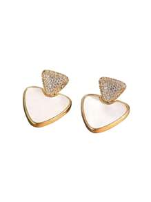 1 Pair Luxury Geometric Cubic Zirconia Glazed Dangle Earrings, Shiny Fashion Stud Earrings Suitable For Wedding Party Wear