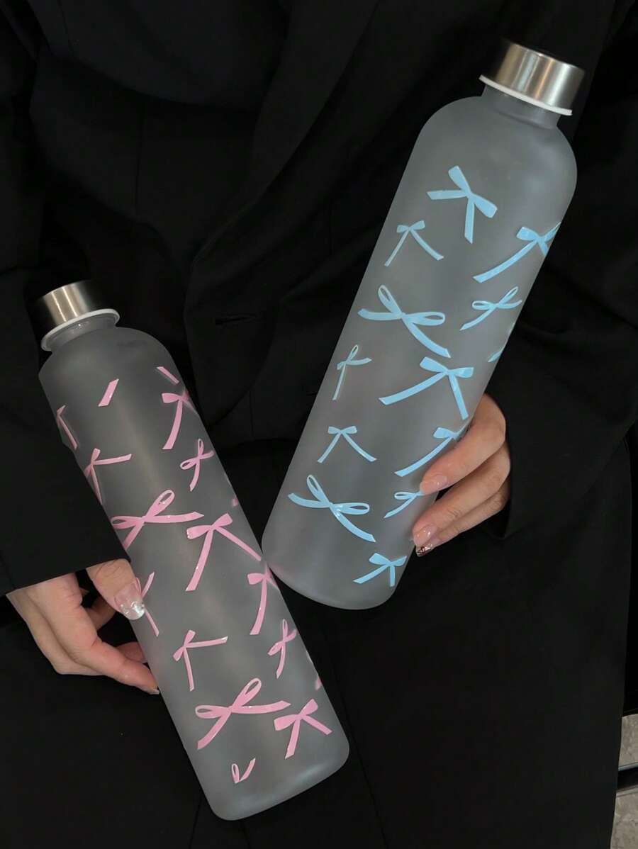 1000ml Large Capacity PC Water Bottle | Original Bowknot Dancing Print + Stainless Steel Small Mouth Bottle Cap | Top Selling Item In Europe, Middle East, And Southeast Asia . Portable Sports Drinking Bottle