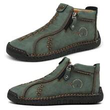 Women Oxford Ankle Boots Lace Up Design Non Slip Sole - 綠色 - 查看 4