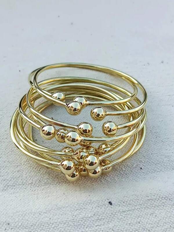 9 pièces Ensemble de bracelets, Bracelets bangle bohèmes de couleur or et argent, Bijoux de mariage Cadeaux de bracelets pour femmes