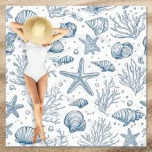 1pc Marine Element Printed Beach Mat, Waterproof And Anti Sand Oversized Beach Mat, Lightweight For Adults For Travel, Camping, And Picnics