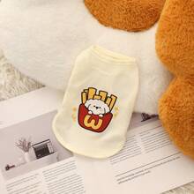 Cute Cartoon Pattern Pet Vest, Fit For Cats And Small Dogs, Waffle Texture, Suitable For Spring And Summer