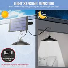 LED Hof-Pendelleuchte mit Fernbedienung, Solar Panel, wasserdicht, Dämmerungs-Sensor, Auto An/Aus, für Außen, Garten, Haus, Terrasse, Straßenbeleuchtung, Aufladen durch Sonnenlicht, für Scheune, Wand, Hängen, Schuppen, Flutlicht, tragbar, Camping, Zelt, Teich, Fischen, Park, Weg, Nachtsicherheit, Notbeleuchtung, 1/2/3/4 Leuchten, Kalt-/Warmweiß