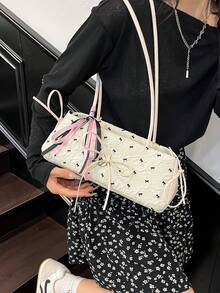 Fashionable Bow Decor Underarm Bag For Women - White - View 1