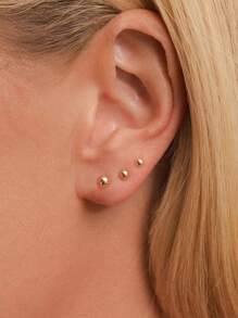 3 perechi cercei stud din oțel inoxidabil cu bilă mică, spate plat, pentru femei, bărbați, fete, set de cercei la modă pentru cartilaj, tragus, Daith, pentru bijuterii cu piercing multiplu