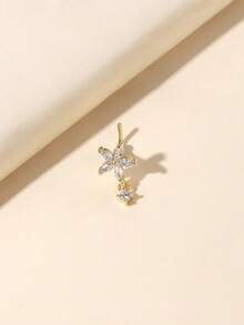 Flower Nose Stud L Shaped 20G Dangling Nose Rings Nose Piercing Jewelry Nose Screw Nostril Piercing Ring With CZ Gold Nose Bone Dangle Nose Ring For Women - L Shaped Pin - View 2