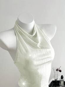 优雅无袖闪亮针织背心，适合夏季、复活节、乡村音乐会、毕业典礼、早午餐服装，闪耀文艺复兴博览会，杏色