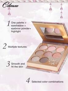 COLORROSE Paleta de Sombras Brilhante Fosca em Pó, Paleta de Maquiagem, Alta Pigmentação, Sombra Brilhante Duradoura, Leve, Suave, com Espelho, Iluminadores, Pó Contorno e Blush, Tudo em Uma Única Paleta de Maquiagem - CR1078 - Visão 5
