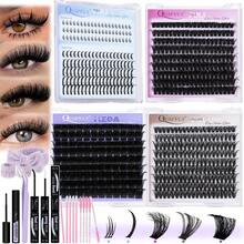 QUAFFLY Lashes 5 Styles Lash Clusters Kit, Volume/Mega/Full/Bottom Eyelash Clusters Extensions With Lash Bond And Seal, Remover,Wrist Strapand Lash Extension Tools For Beginners And Proficient, DIY At Home Easily - 黑色 - 查看 13